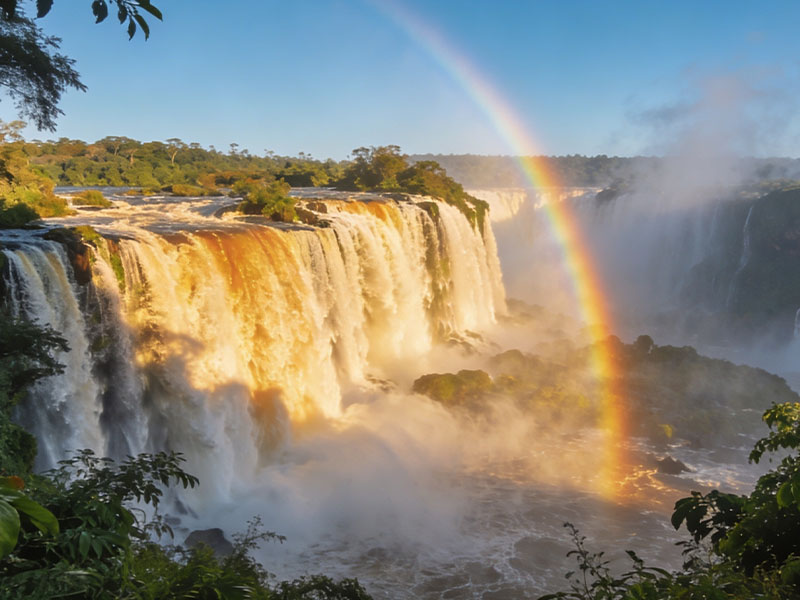 Cataratas do Iguaçu em julho com arco-íris — férias de inverno